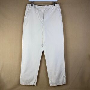 L.L.Bean Women's Classic Fit Pants Beige Straight Leg Cotton‎ Chinos Size 12 EUC